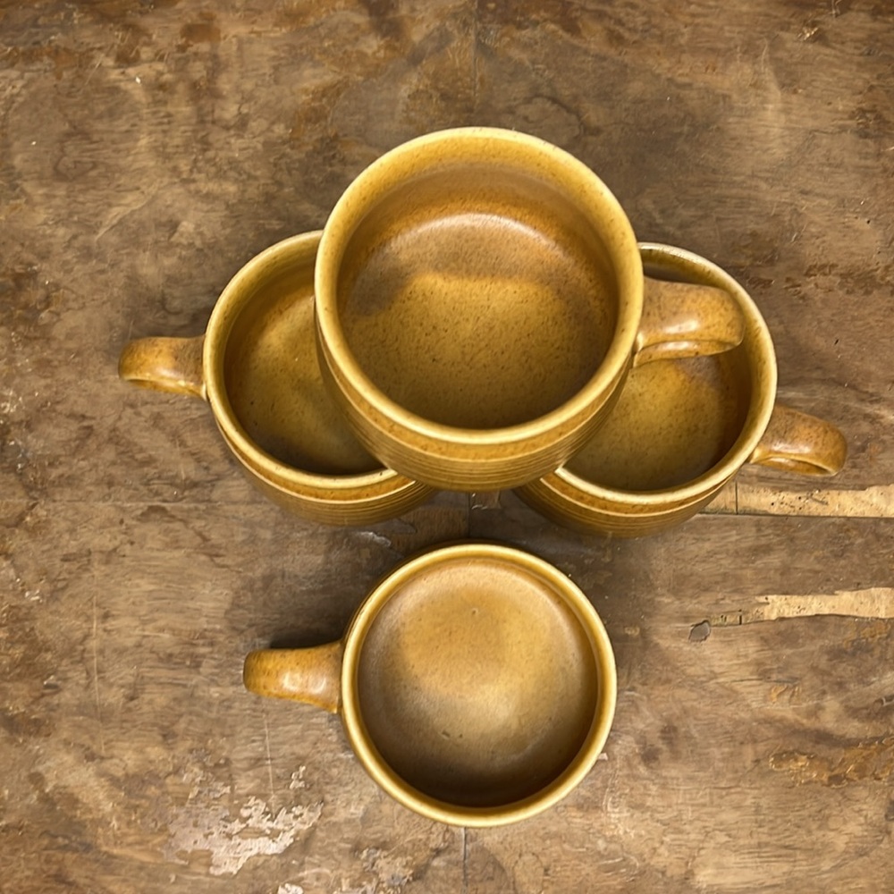Vintage Stoneware Coffee Mugs - Set of 4, Brown - Picture 3 of 3